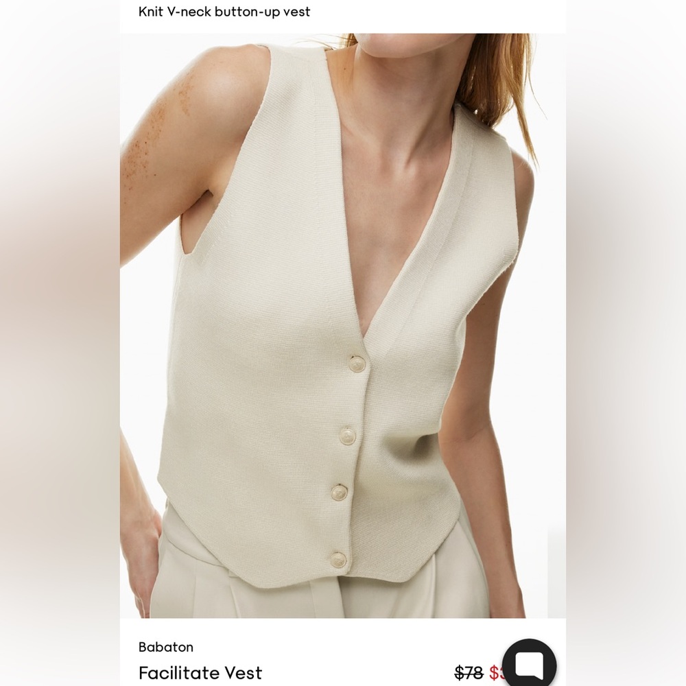 Babaton Facilitate Knit Vest Small in Matte Pearl